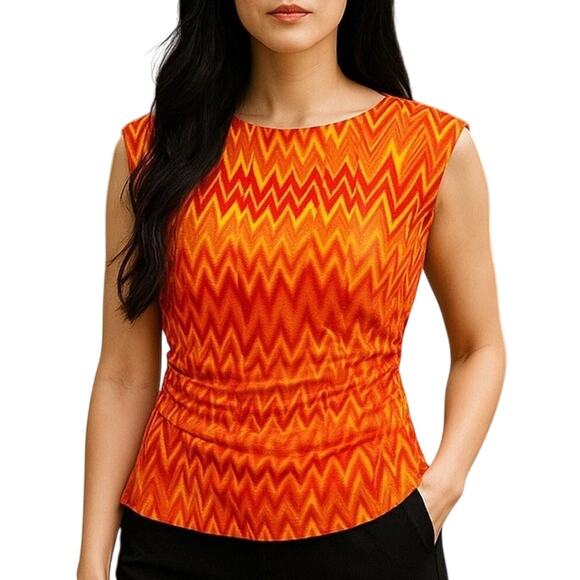 Vince Camuto Chevron Sleeveless Fitted Blouse Size Medium - Picture 1 of 13